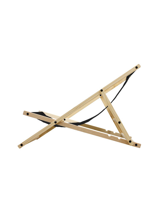 Σεζλόνγκ Ξύλινη Μαύρη 4τμχ 117x52x83cm