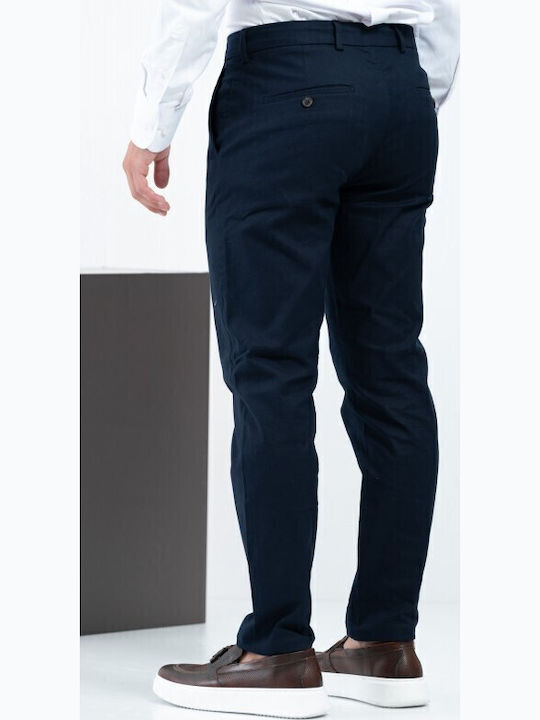 Pantaloni Chino Elastic Slim Fit Albastru
