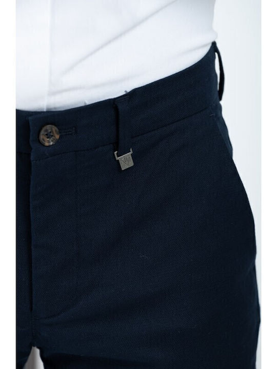 Pantaloni Chino Elastic Slim Fit Albastru