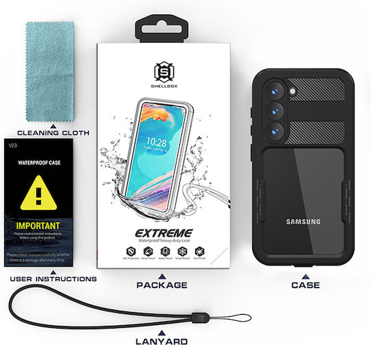 Shellbox 360 Full Cover Plastic Impermeabil Negru (Galaxy S23)