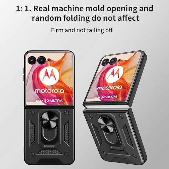 Magnetic Ring Hard Case Black Motorola Razr 50 Ultra 5G