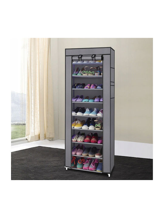 Massido Massido Fabric Wardrobe with Zipper and Shelves in Gray Color 58x28x175cm