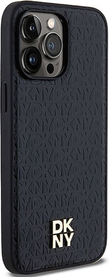 Dkny Pu Leder Wiederholungsmuster Stapel Logo Magsafe Hülle Iphone 14 Pro Schwarz