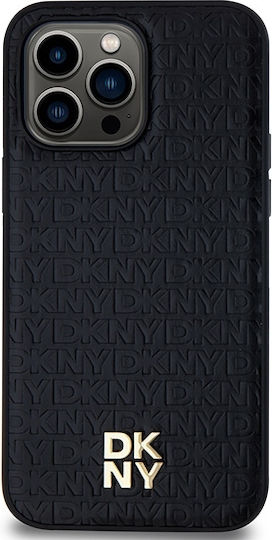 Dkny Pu Leder Wiederholungsmuster Stapel Logo Magsafe Hülle Iphone 14 Pro Schwarz