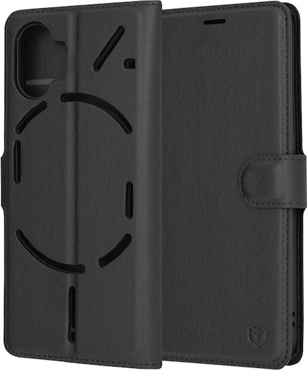 Techsuit Книга Кожа Черен (Nothing Phone 2)