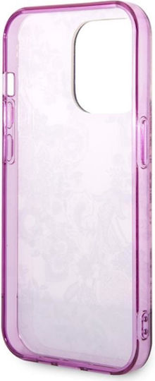 Guess Porcelain Collection Umschlag Rückseite Kunststoff Fuschia (iPhone 14 Pro Max)