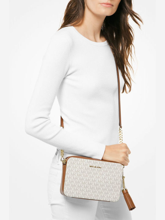 Michael Kors Jet Set Logo Leather Women's Bag Crossbody White