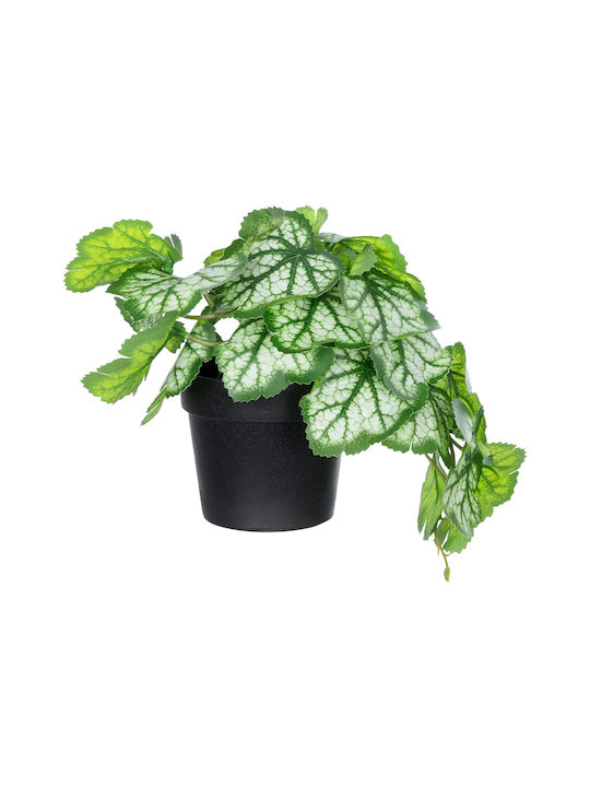 Globostar Künstliche Garten Weiße Begonie Pflanze 20947 Dekorative Pflanze Weiße Begonie Φ23 X Υ16cm