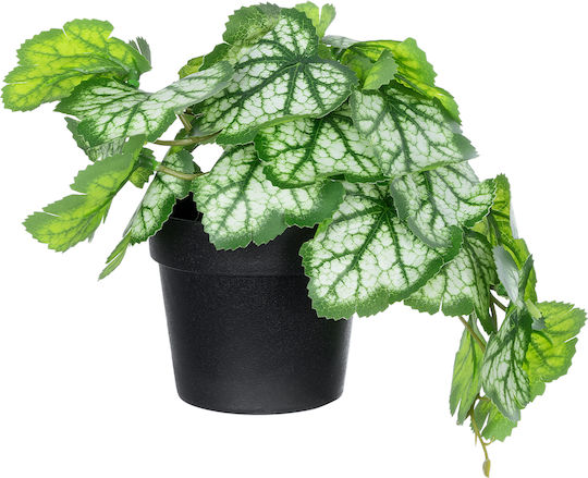 Globostar Künstliche Garten Weiße Begonie Pflanze 20947 Dekorative Pflanze Weiße Begonie Φ23 X Υ16cm