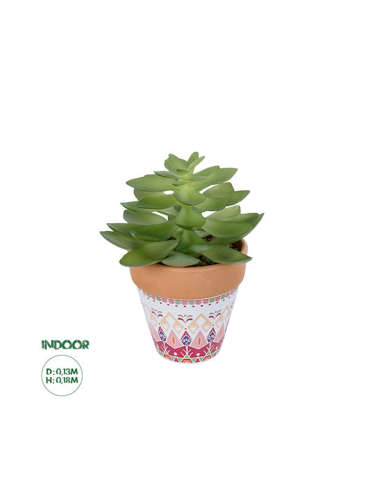 Globostar Plantă Artificială de Grădină Suculentă Echeveria în Ghiveci 20948 Plantă Decorativă Echeveria Φ13 X H18cm