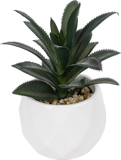 Globostar Künstliche Garten Sukkulente Aloe Topfpflanze 20983 Dekorative Aloe Pflanze H9 X H12cm