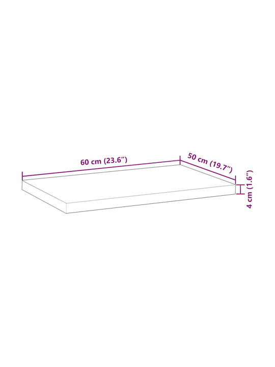 vidaXL Rectangular Office Desk Surface made of Solid Wood Acacia 60x50x4cm 4008852 1pcs