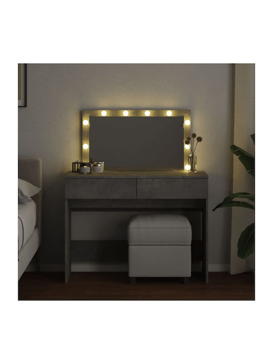 Wooden Makeup Dressing Table Grey with Mirror 100x40x120cm