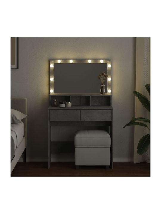 Wooden Makeup Dressing Table Grey with Mirror 80x41x144.5cm