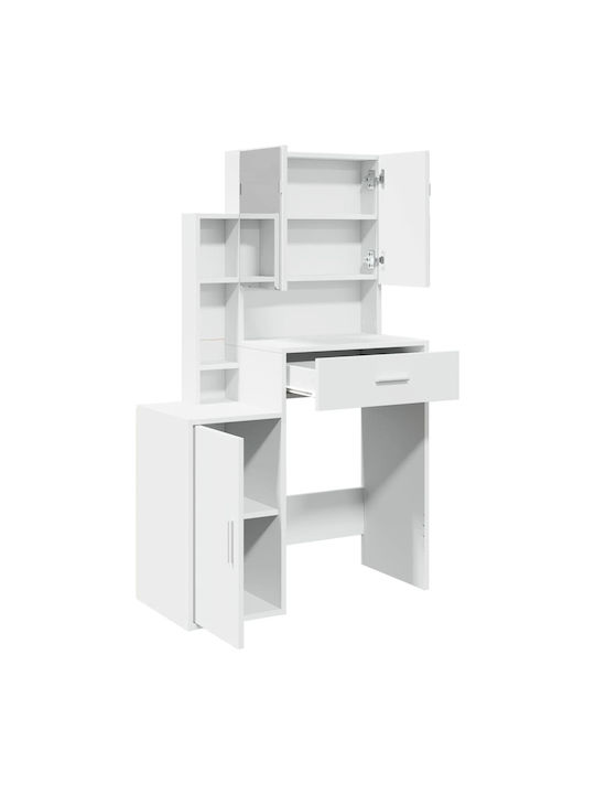 Schminktisch Hölzern White mit Spiegel 80x35x132cm