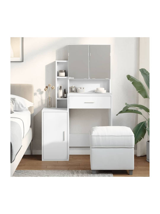 Schminktisch Hölzern White mit Spiegel 80x35x132cm