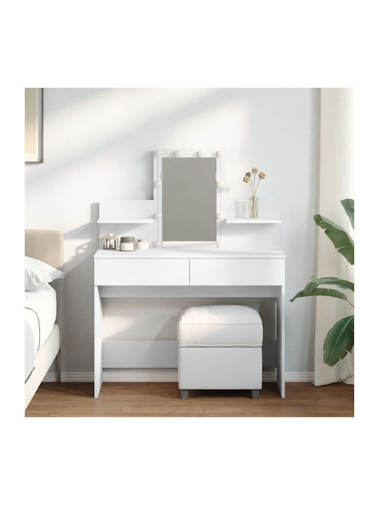 Schminktisch Hölzern White mit Spiegel 100x40x130cm