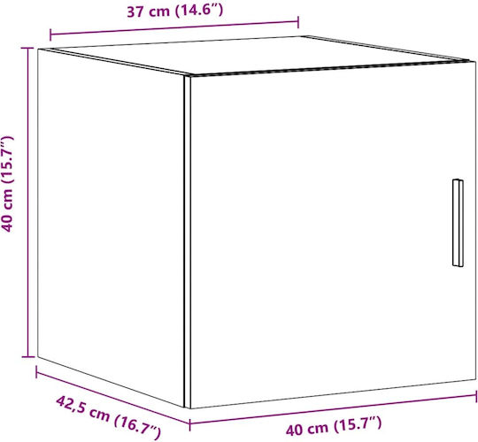 Wall Mounted Living Room Cabinet Made of Particle Board Grey 40x42.5x40cm