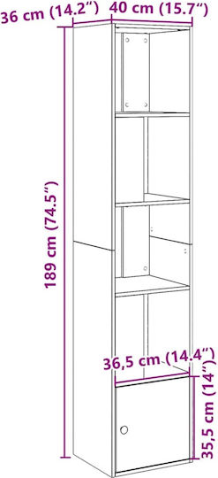 Βιβλιοθήκη Γκρι 40x36x189εκ.