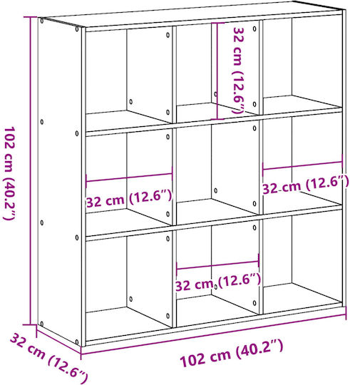 Bibliotecă Din Lemn Vechi 102x32x102cm