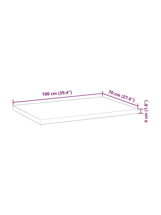 vidaXL Rectangular Office Desk Surface made of Solid Wood Acacia 100x70x4cm 4008863 1pcs