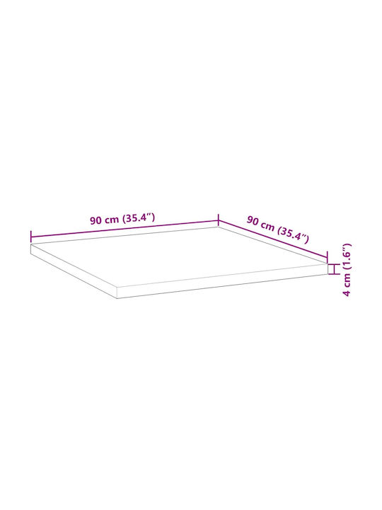 vidaXL Square Table Surface made of Solid Wood Acacia 90x90x4cm 4008729 1pcs