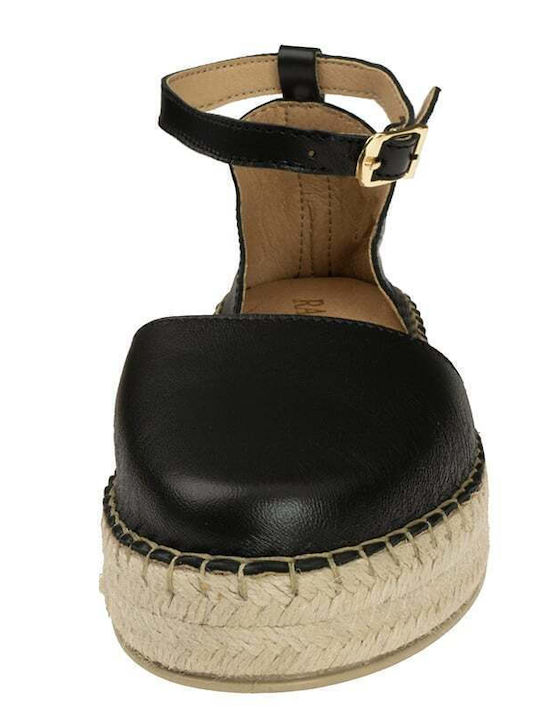 Women's Leather Espadrilles Black