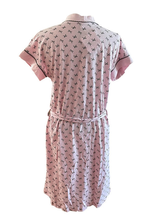 Jeannette Lingerie Women's Summer Cotton Pajama Robe Pink