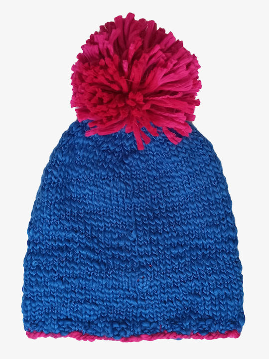 Comix Pom Pom Beanie Unisex Beanie Knitted in Navy Blue color