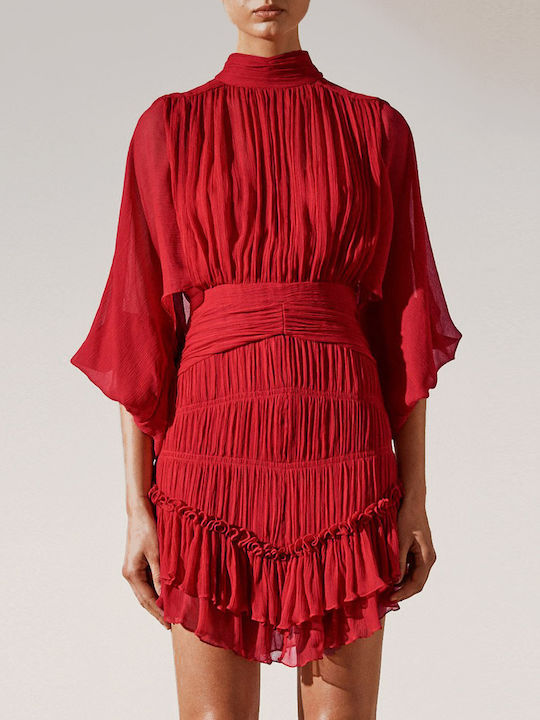 Mini Pleated Red Dress