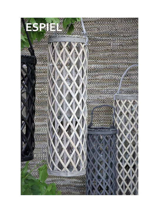 Espiel Wooden Lanterns Set Gray 40cm 2pcs