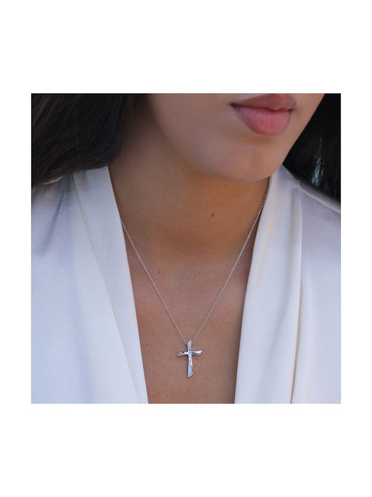 White Gold Cross 14K with Chain