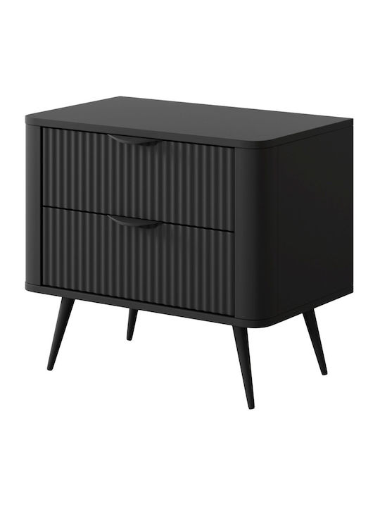 Κομοδίνο Lante Ξύλινο Ανθρακί 63x38x55cm