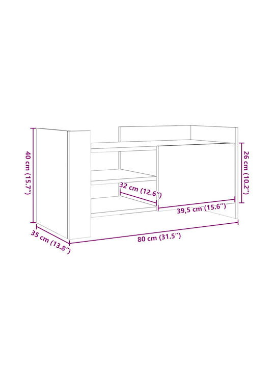 Έπιπλο Τηλεόρασης Γκρι Μ80xΠ35xΥ40cm