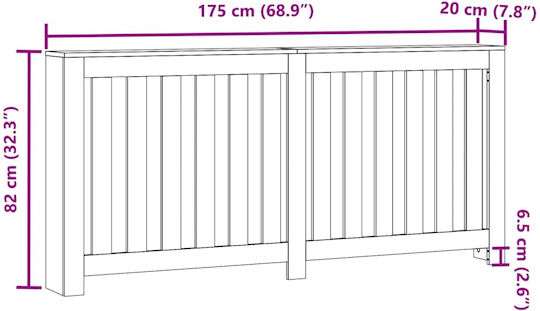 vidaXL White Particleboard Radiator Cover 175x20x82cm