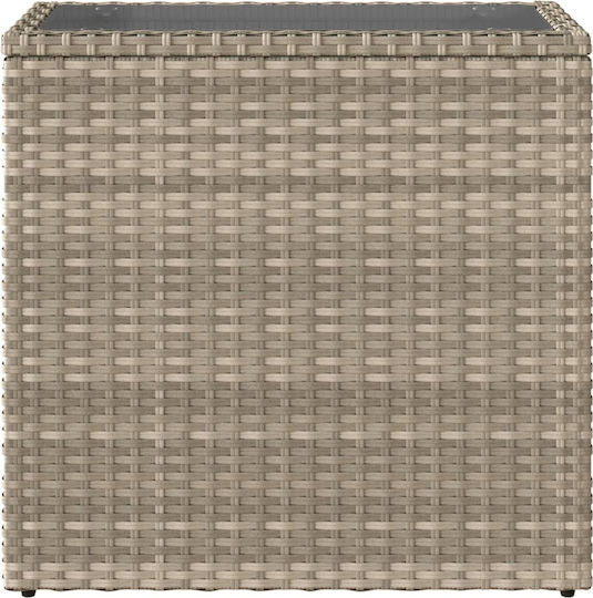 Masa auxiliară pentru spații exterioare mici Rattan cu suprafață din sticlă Gri 58x27.5x55buc
