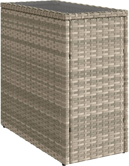 Masa auxiliară pentru spații exterioare mici Rattan cu suprafață din sticlă Gri 58x27.5x55buc