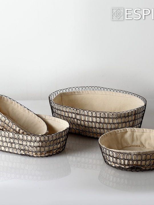 Set of Decorative Baskets Metal Beige 27x18x8cm 2pcs Espiel