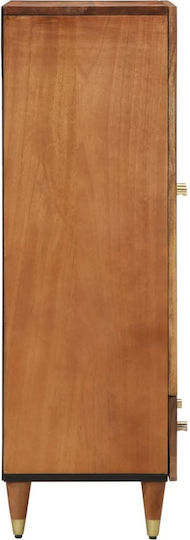 Floor-standing Living Room Display Cabinet made of Wood with Glass Solid Mango Wood 60x33x100cm