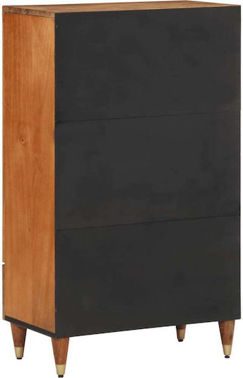 Floor-standing Living Room Display Cabinet made of Wood with Glass Solid Mango Wood 60x33x100cm