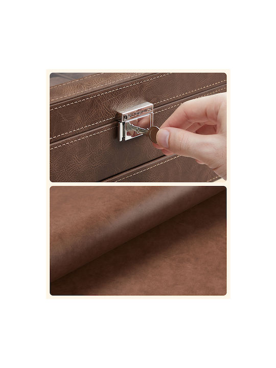 Songmics Дървена Кутия За Бижутерии с Чекмедже Кафява 33x19.5x14см