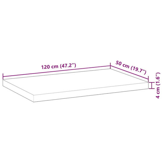 vidaXL Πάγκος χωρίς Νιπτήρα Μ120xΒ50xΥ4cm Καφέ