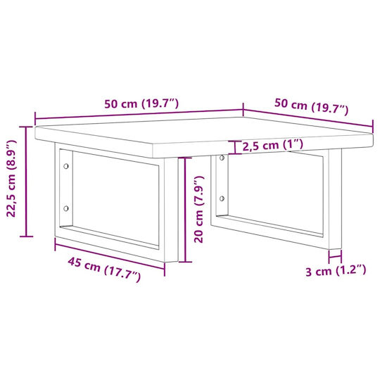 vidaXL Countertop without Sink L50xW50xH2.5cm Coffee