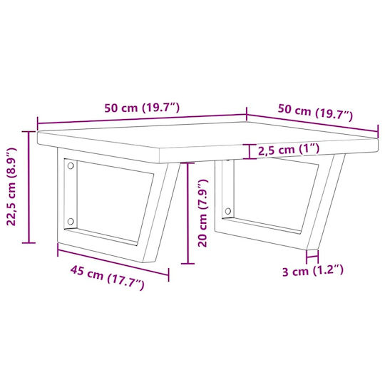 vidaXL Πάγκος χωρίς Νιπτήρα Μ50xΒ50xΥ2.5cm Καφέ