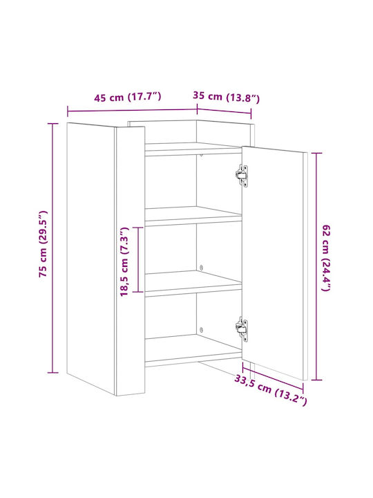Ντουλάπι Τοίχου Καφέ Δρυς 45x35x75εκ.