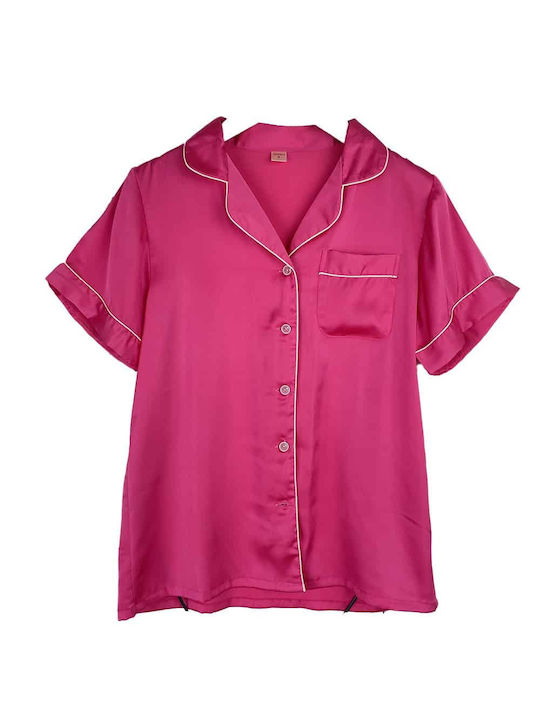 Cootaiya Sommer Damen Pyjama-Set Satin Fuchsia