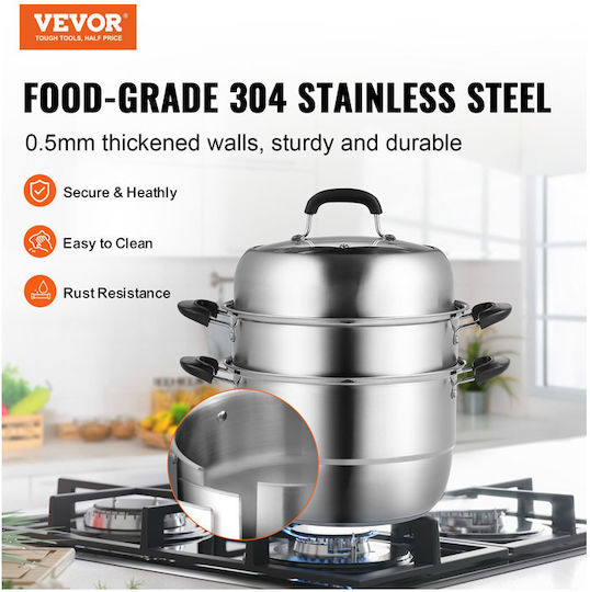 Vevor Tiefer Edelstahl-Topf 28cm