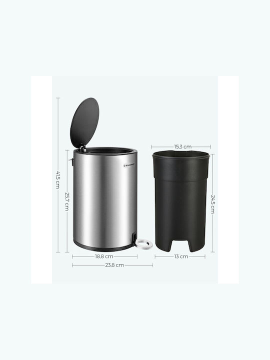 Songmics Metallic Bathroom Basket Soft Close 3lt Silver