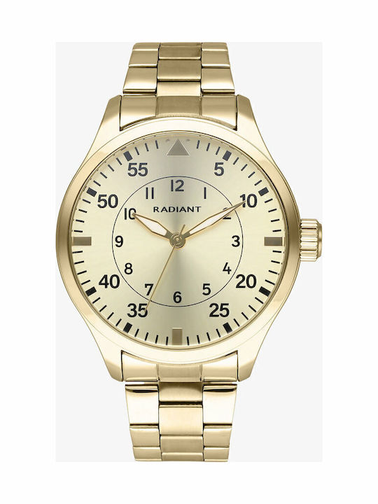 Radiant Ανδρικό Ρολόι 43mm Μπαταρίας με Χρυσό Μεταλλικό Μπρασελέ