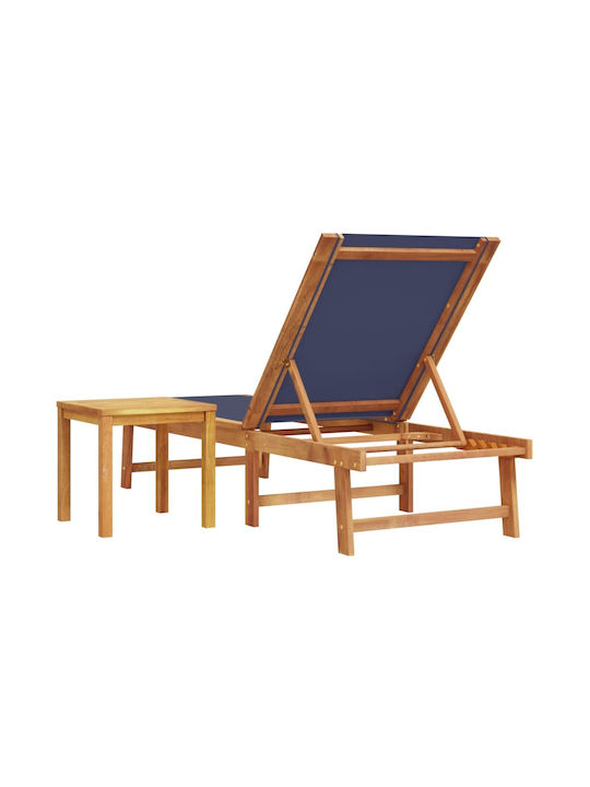 Liegestuhl Hölzernes mit Kissen Blau 170x66x33.5cm.